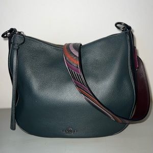 Coach (Retail) Sutton Pebble Leather Hobo Shoulder Bag, Metallic Colorful Strap